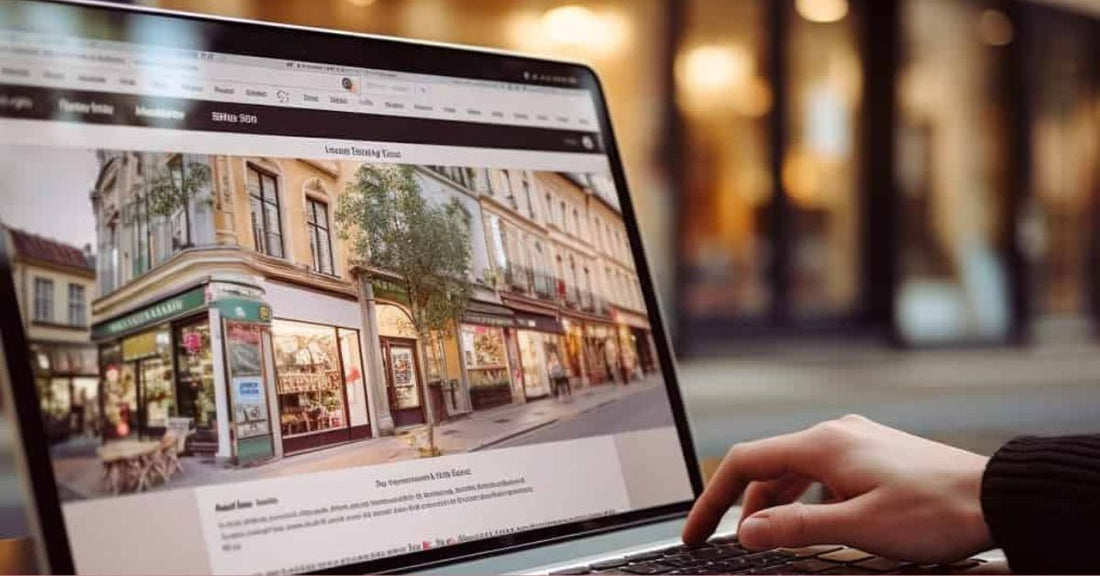 a computer screen of a person looking for a furniture store showing a retail store listing