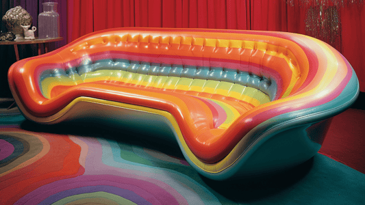 1960's wack vinyl leather couch with rainbow colors