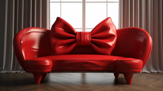 Brand new red sofa with a bow on top
