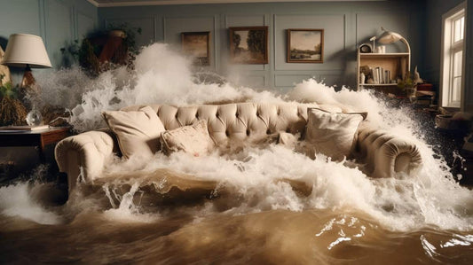 couch underwater flooded living room