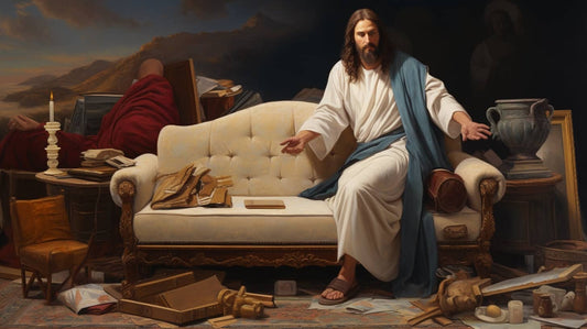 Depiction of Jesus having a messy house