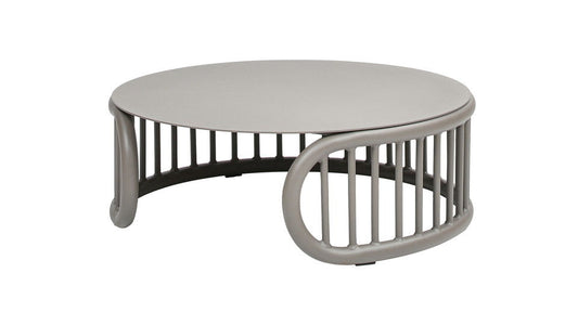 Harper - Indoor/Outdoor Modern Round Coffee Table - Geige Taupe Aluminum