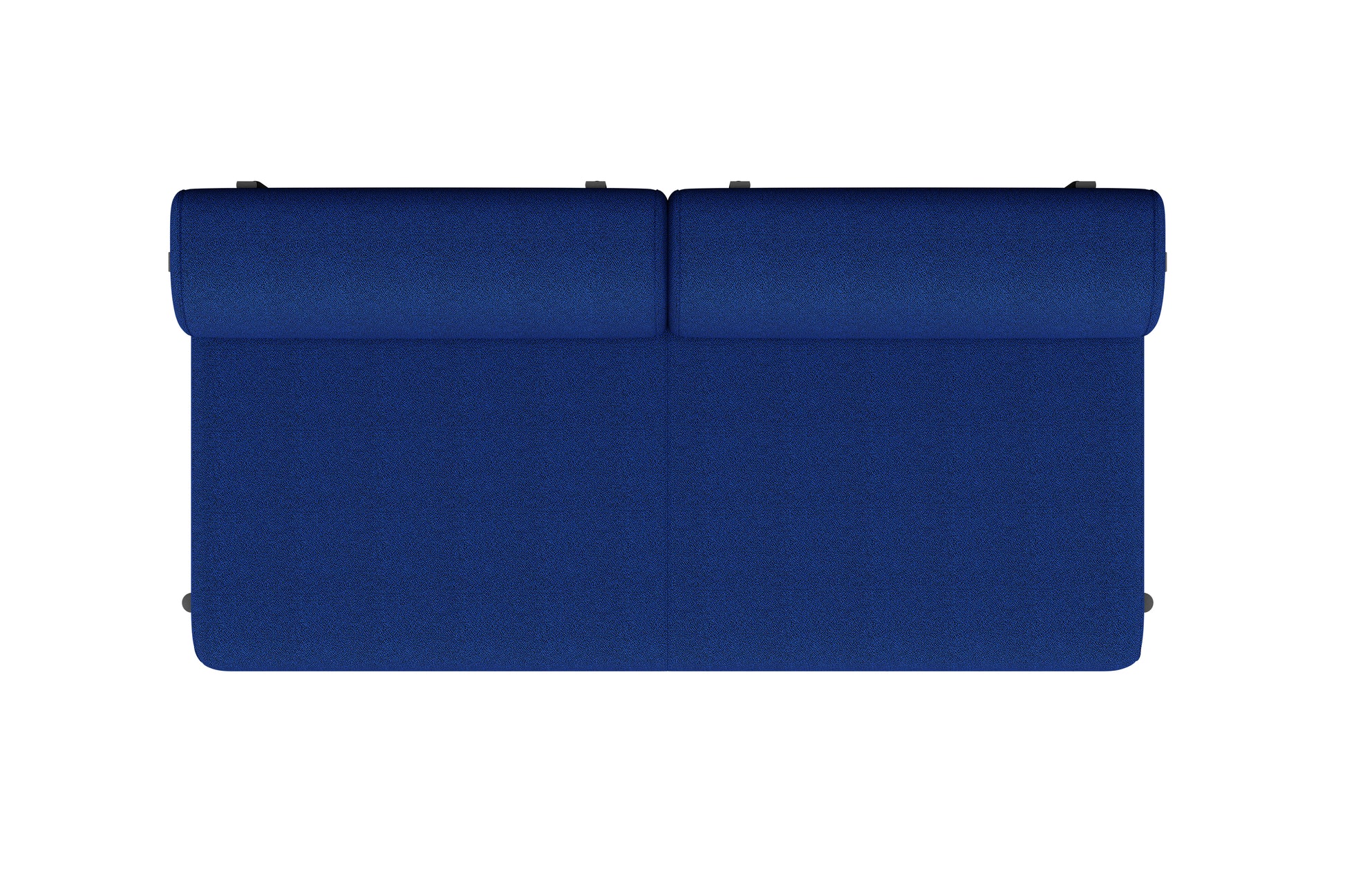 Top view of the Palo 2-seater Sofa in a modern blue design with adjustable backrests, placed against a plain white background. The sofa features a minimalist style and a smooth fabric finish.