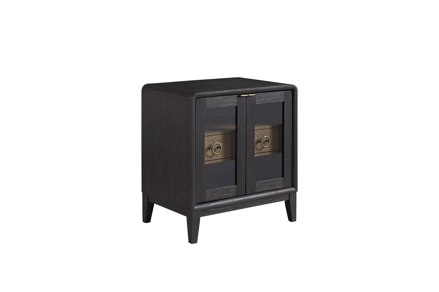 Glass Door Nightstand - Black