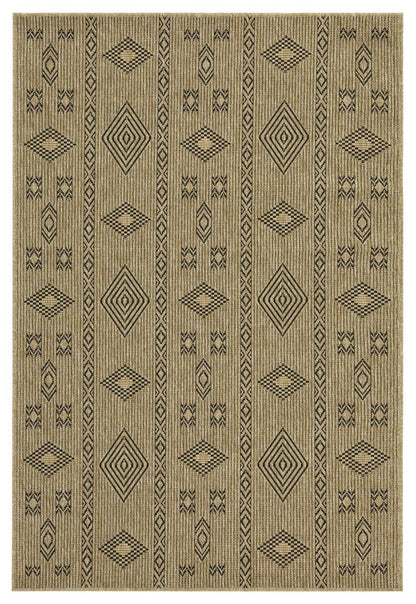 Earth - 7'10" X 10'3" Indoor, Outdoor Area Rug - Natural / Black