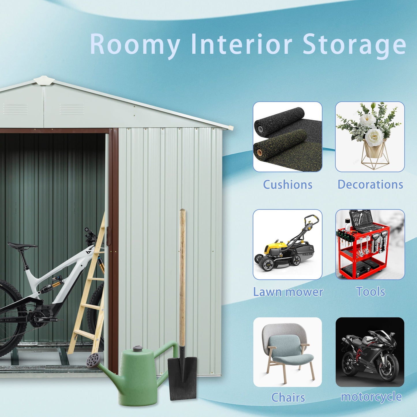 Ry-Sdyx56-W Outdoor Metal Storage Shed - White