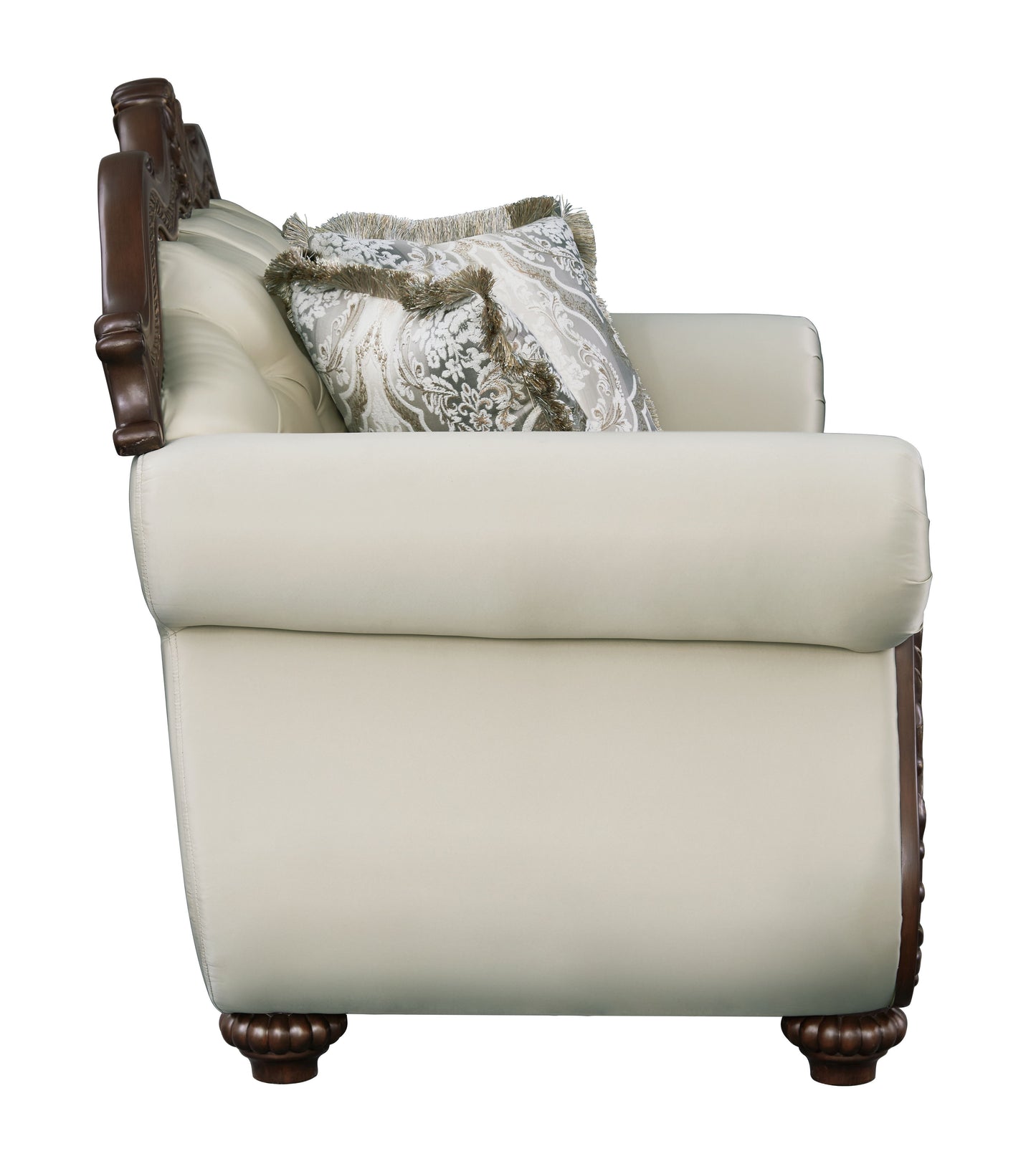 Pierce - Loveseat With 3 Pillows - Beige / Cherry