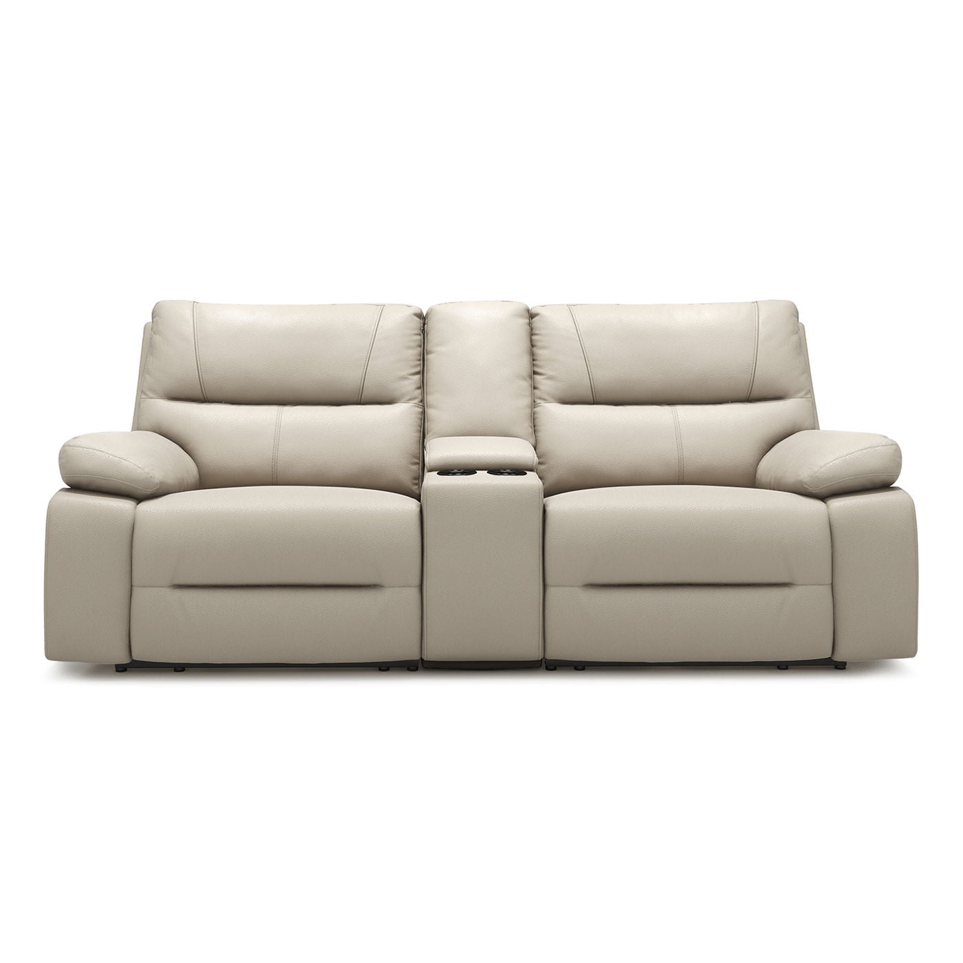 Malibu - Modern Power Motion 3 Piece Reclining Loveseat Sofa With Cup Holders - Cream Taupe Beige