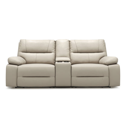 Malibu - Modern Power Motion 3 Piece Reclining Loveseat Sofa With Cup Holders - Cream Taupe Beige