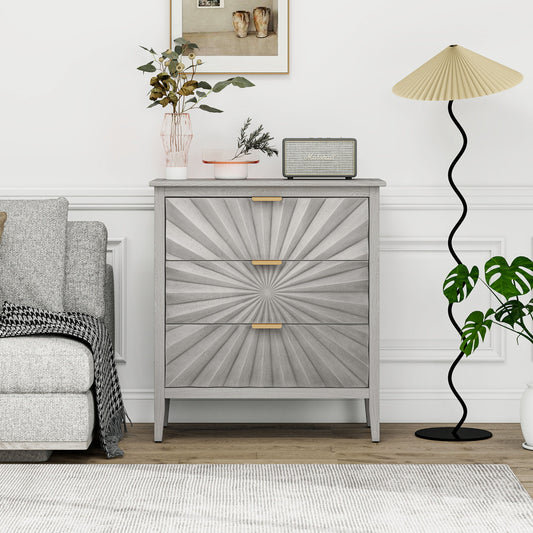 3 Drawer Storage Cabinet, 3 Drawer Modern Dresser, Chest Of Drawers Farmhouse For Entryway, Living Room, Bed Room - Light Gray