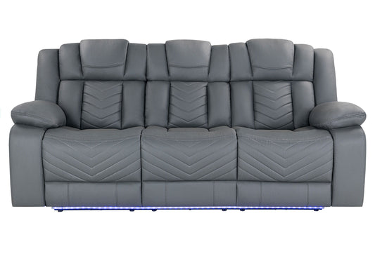 Raize - 10 Power Reclining Sofa With DDT, WC And LED - Gray