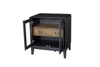 Glass Door Nightstand - Black