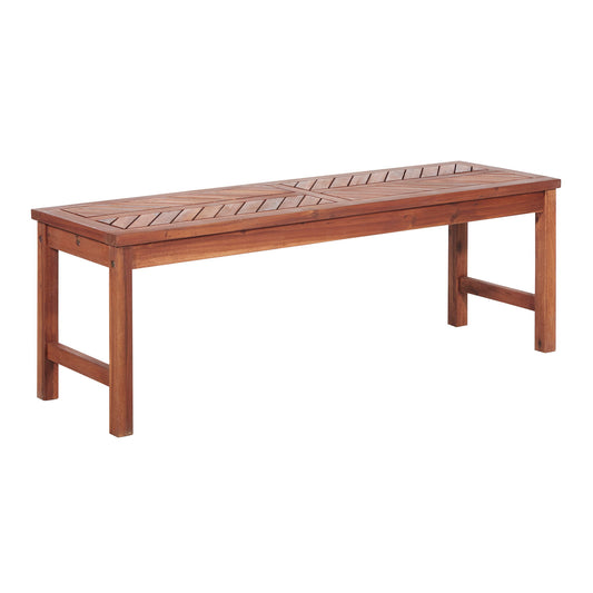 Modern Slat Top Solid Wood Patio Bench