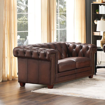 Stanwood - Leather Loveseat - Caramel