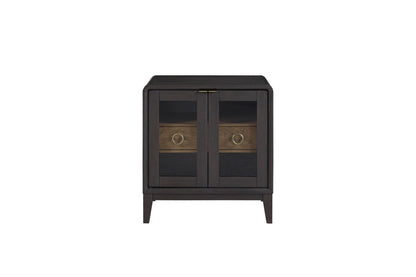 Glass Door Nightstand - Black