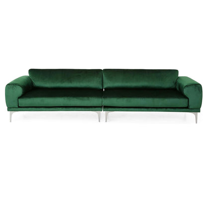 Comfy 4 Seat Sofa With Metal Legs, Modern For Living Room And Study - Emerald