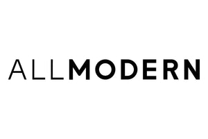 The image shows the AllModern logo. The word "ALL" is written in thin black capital letters, and "MODERN" is in bold black capital letters. The text is centered on a white background.