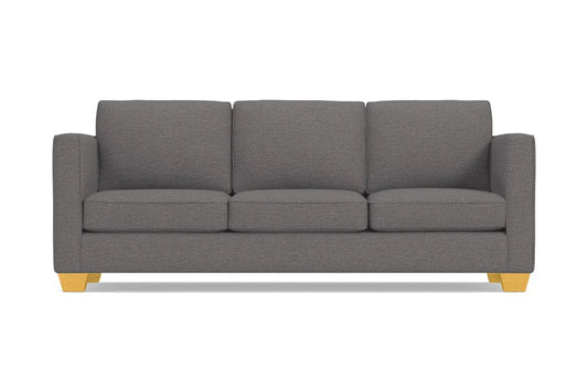 Catalina Sofa in a modern gray finish, featuring square cushions and light wood legs, set against a plain white background.