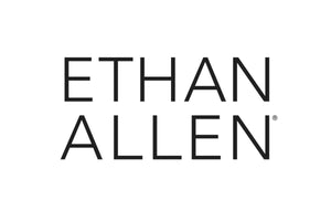 The image features the "ETHAN ALLEN" logo in bold, black, uppercase letters on a white background.