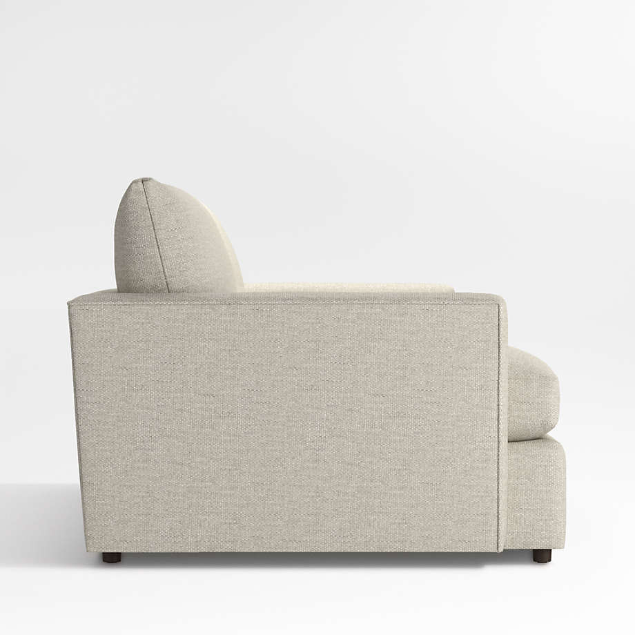 Side view of the Lounge Deep Sofa 93" in light gray with a minimalist design against a plain white background. The sofa features plush cushioning and a right-angle armrest.