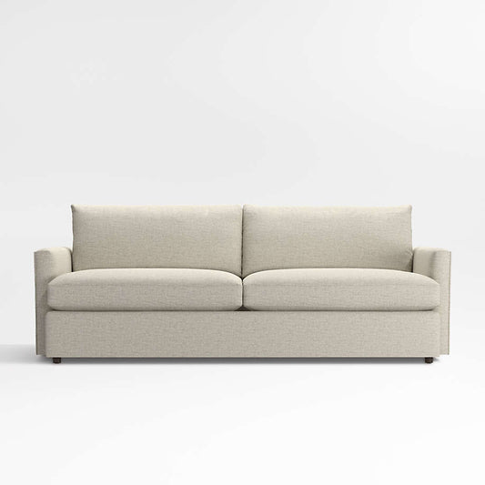 A Lounge Deep Sofa 93" in light gray, featuring a two-seater design with clean lines, plush cushions, and a minimalist aesthetic, set against a plain white background.