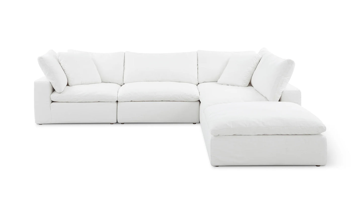 The Movie Night 3-Piece Modular Sofa is a spacious, well-cushioned sectional with plush cushions and an L-shaped design, set against a plain white background.