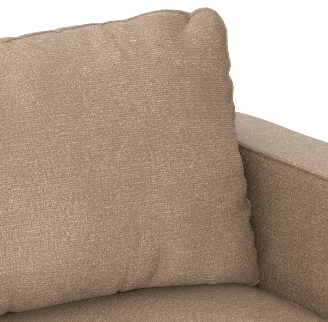 Close-up of the taupe combed chenille Sactionals with plush cushions, featuring its textured design.