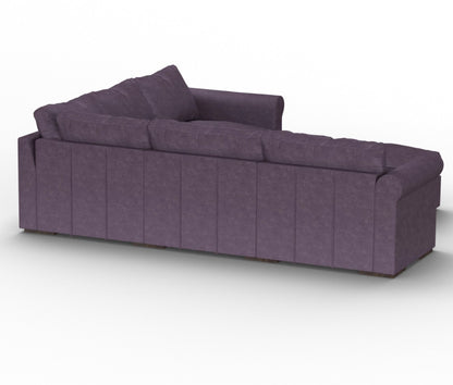 The Sactionals - 6 Seats + 8 Sides in Amethyst Corded Velvet is a modern sectional sofa featuring plush cushions and a low backrest. It sits against a plain white background, highlighting its sleek and contemporary design.