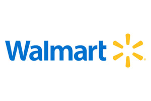 Walmart logo featuring the word "Walmart" in blue lowercase letters with a yellow sunburst/spark symbol to the right. The background is white.