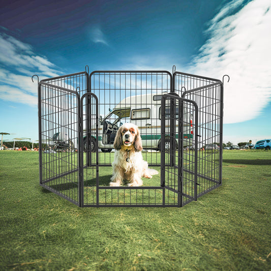 Heavy Duty Metal Playpen With Door, Dog Fence Pet Exercise Pen For Outdoor, Indoor