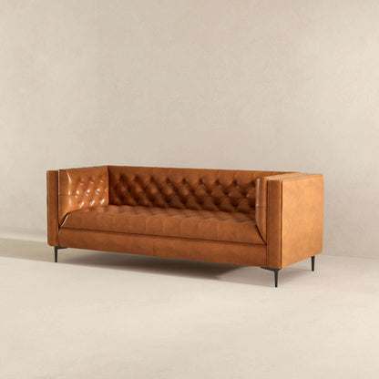 Evelyn - Mid-Century Modern Leather Luxury Chesterfield Sofa