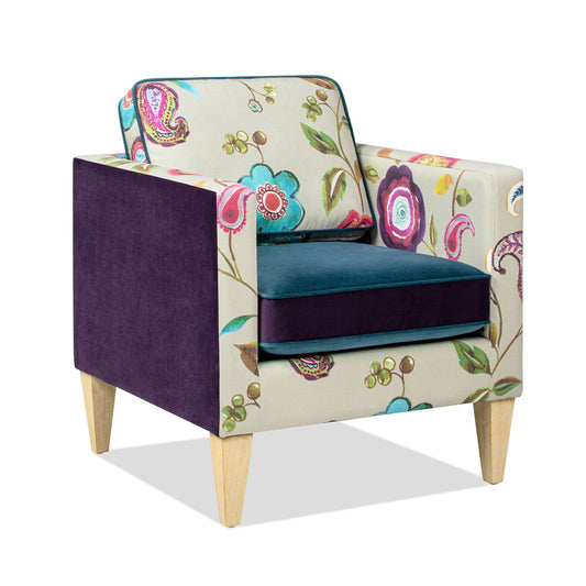 Mamba - Patchwork Accent Chair - Teal Blue Purple / Multicolored Floral