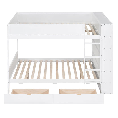 Full Over Full Bunk Bed With 2 Drawers And Multi - Layer Cabinet