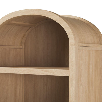 Modern 3 Shelf Open Arched Bookcase Cabinet