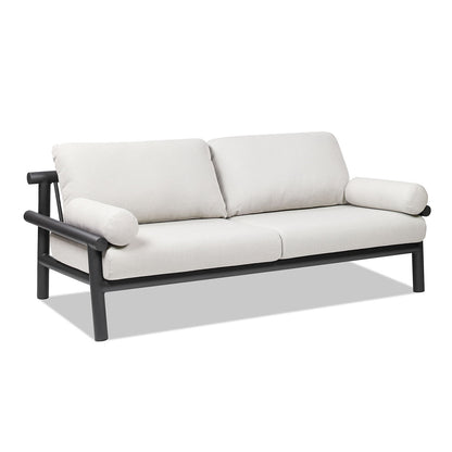 Zara - Dowel Frame Bolster Patio Deep Seating Sofa - Wheat Beige Axroma Olefin