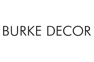The image shows text that reads "BURKE DECOR" in bold, uppercase black letters on a white background.