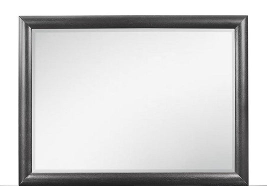 The Civic - Mirror features a large rectangular design with a dark, thick wooden frame. Its bright surface and elegant simplicity are accentuated against a plain white background.