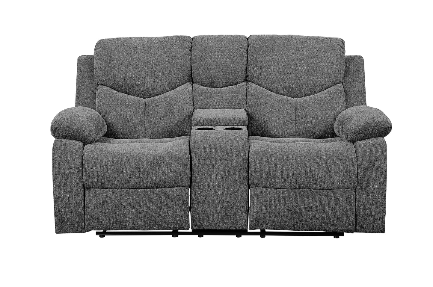 Kalen - Chenille Loveseat With Console - Gray