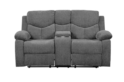 Kalen - Chenille Loveseat With Console - Gray