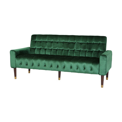 Square Arms Velvet Straight Sofa, Living Room And Study - Emerald