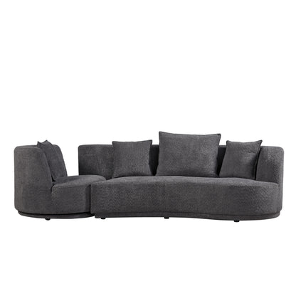 Living Room Sofa Set With Luxury Teddy Fleece, 2 Seater, Armchair Swivel 360°