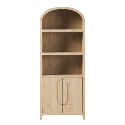 Modern 3 Shelf Open Arched Bookcase Cabinet