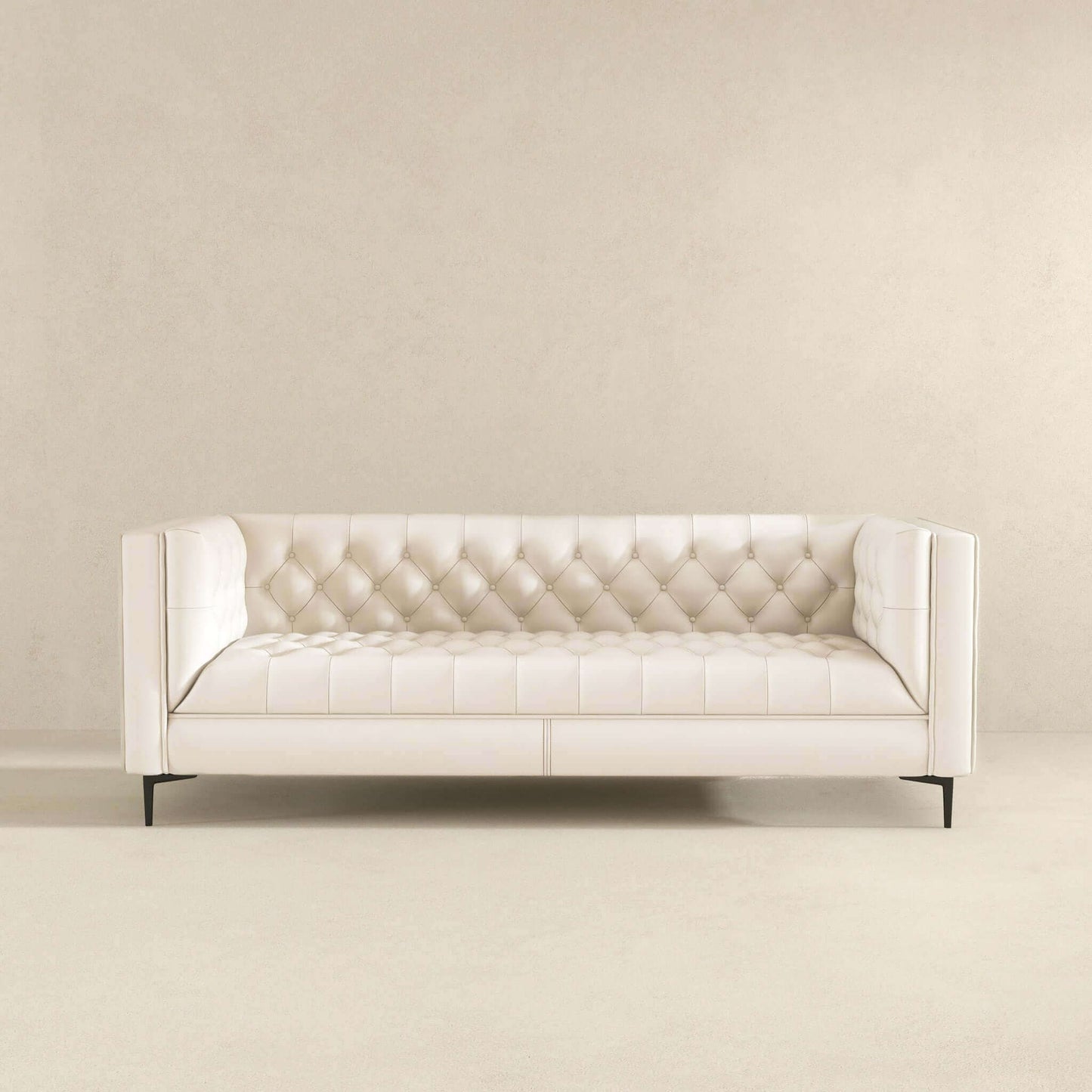 Evelyn - Mid-Century Modern Leather Luxury Chesterfield Sofa