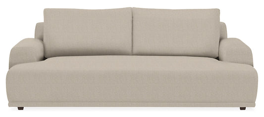 The Fia 90" Sofa is a beige, modern piece with a minimalist design. It features two large back cushions and deep, smooth armrests, offering a comfortable seating space. The sofa is positioned against a white background.