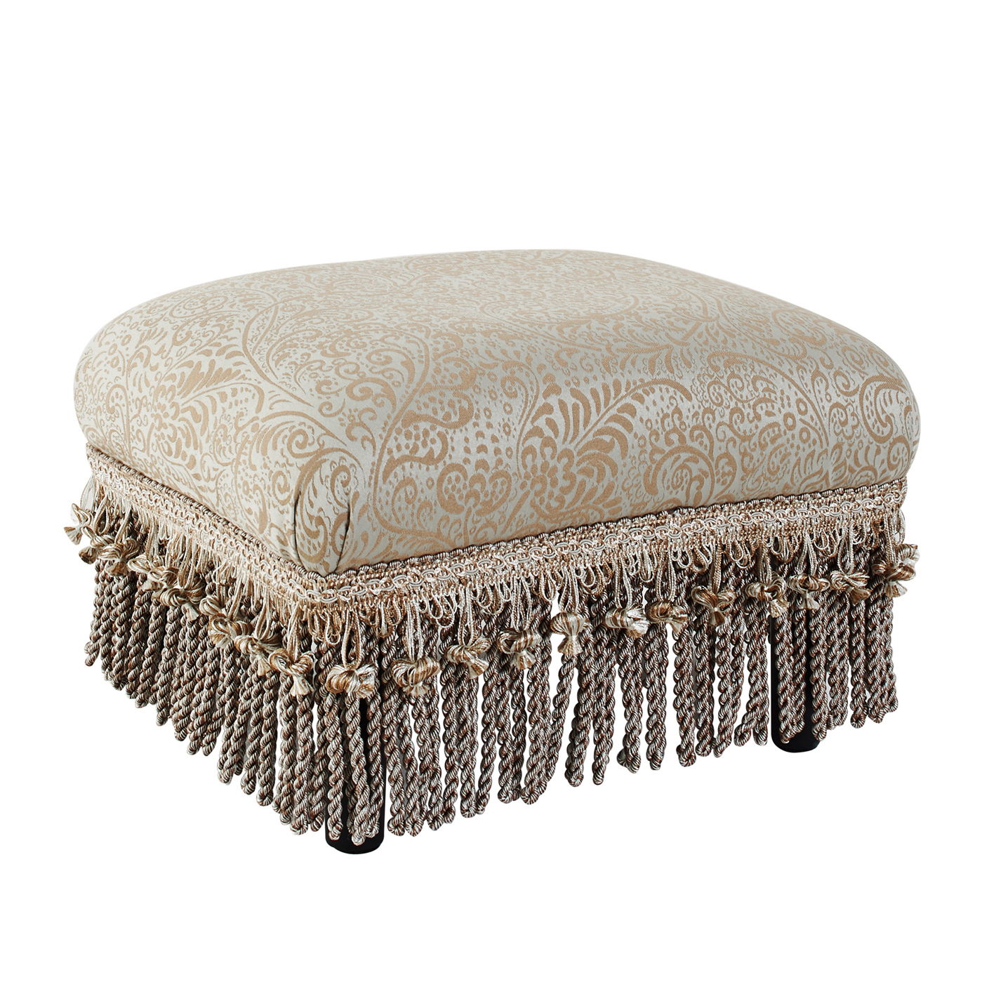 Fiona - Accent Footstool Ottoman - Silvery Blue Beige Paisley