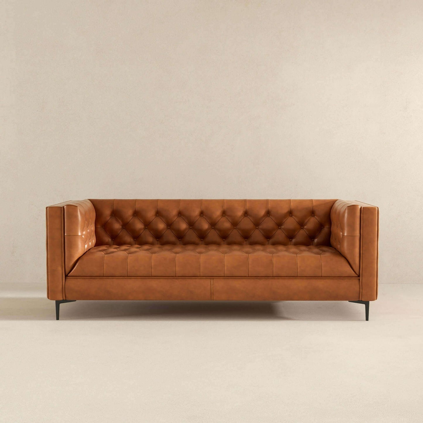 Evelyn - Mid-Century Modern Leather Luxury Chesterfield Sofa