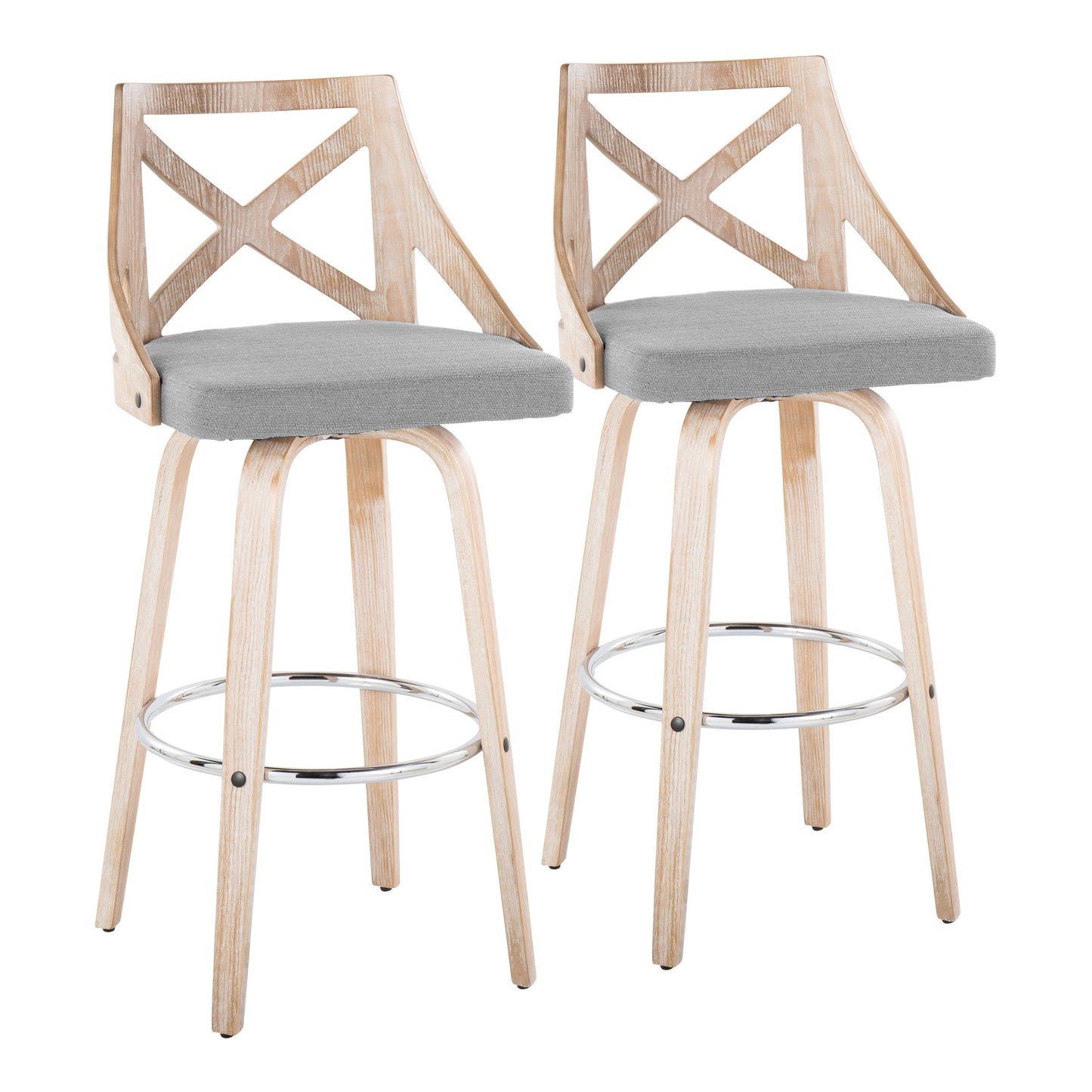 Charlotte - Farmhouse Fixed Height Bar Stool With Swivel And Round Footrest (Set of 2)