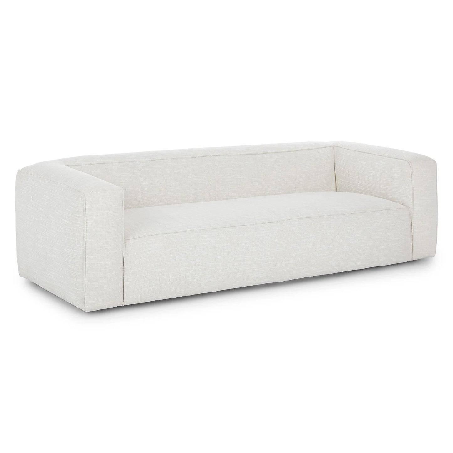 Introducing the Cigar 92" Leather Sofa in Rawhide Tan, a modern rectangular piece featuring thick, cushioned armrests and a backrest with subtle textured leather upholstery. This minimalist design is elegantly showcased against a plain white background.