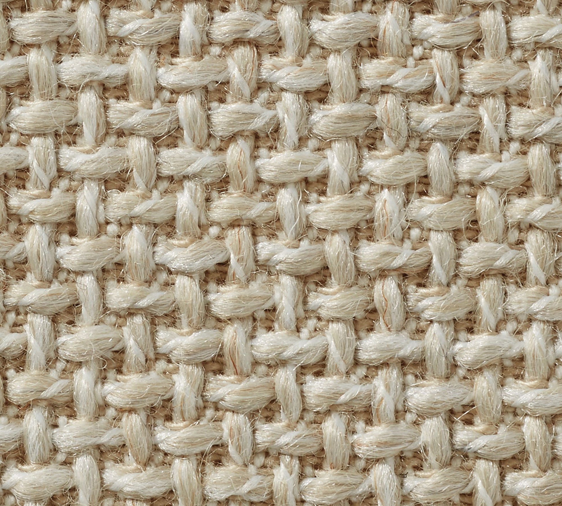 Close-up of the York Slope Arm Deep Slipcovered Sofa, showcasing its textured beige woven fabric with a crisscross pattern. The interlaced fibers create a sturdy and natural-looking surface.