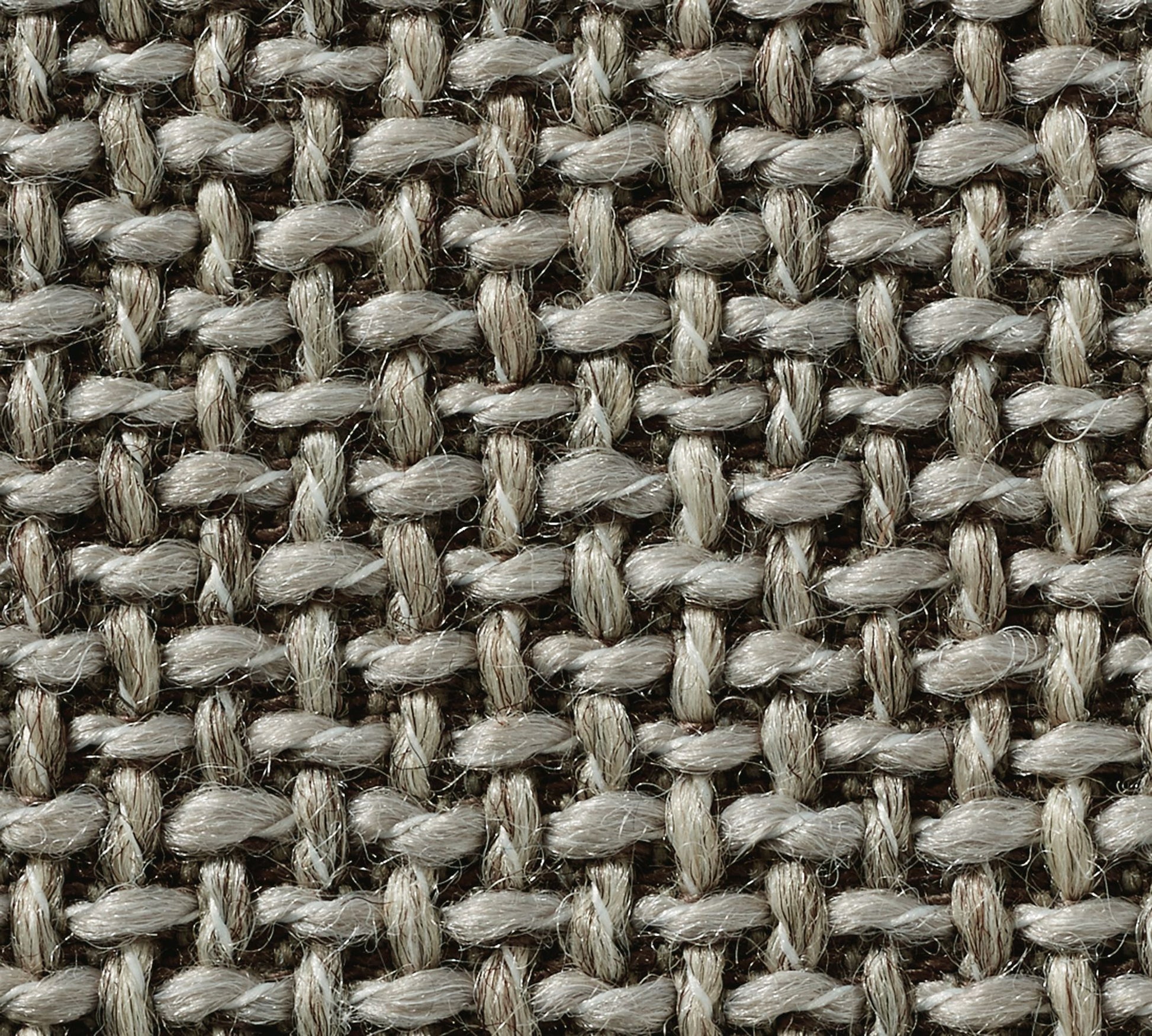 Close-up of the York Slope Arm Deep Slipcovered Sofa, showcasing its woven fabric with a textured pattern of interlaced threads in shades of gray and beige. The weave forms a repetitive grid-like design, emphasizing the sofa's intricate craftsmanship and natural fiber colors.